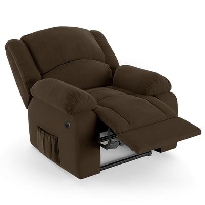 Poltrona Do Papai Reclinável Melim Power Elétrica Veludo Marrom Fh1 - D'rossi