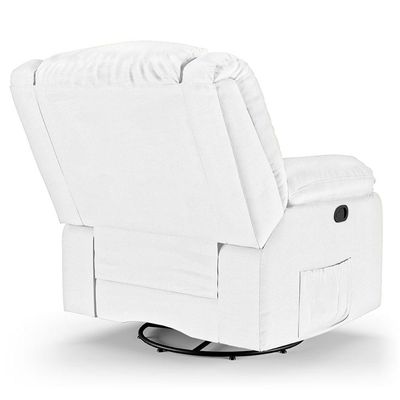 Poltrona Do Papai Reclinável Melim Glider Giratória Massagem Pu Branco Fh1 - D'rossi