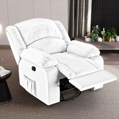 Poltrona Do Papai Reclinável Melim Glider Giratória Massagem Pu Branco Fh1 - D'rossi