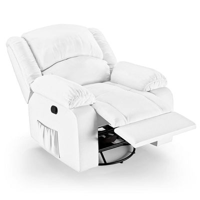 Poltrona Do Papai Reclinável Melim Glider Giratória Massagem Pu Branco Fh1 - D'rossi