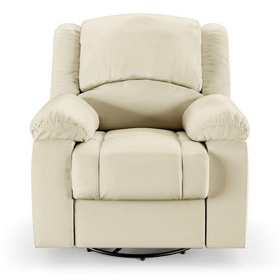 Poltrona Do Papai Reclinável Melim Glider Giratória Massagem Pu Bege Fh1 - D'rossi