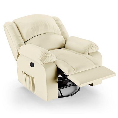 Poltrona Do Papai Reclinável Melim Glider Giratória Massagem Pu Bege Fh1 - D'rossi