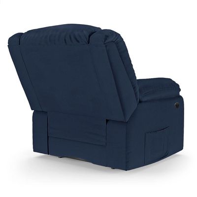 Poltrona Do Papai Reclinável Melim Power Elétrica Massagem Pu Azul Fh1 - D'rossi