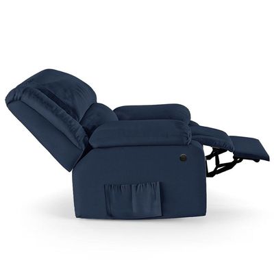 Poltrona Do Papai Reclinável Melim Power Elétrica Massagem Pu Azul Fh1 - D'rossi