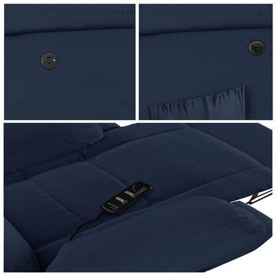 Poltrona Do Papai Reclinável Melim Power Elétrica Massagem Pu Azul Fh1 - D'rossi