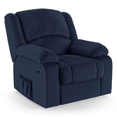 Poltrona Do Papai Reclinável Melim Power Elétrica Massagem Pu Azul Fh1 - D'rossi