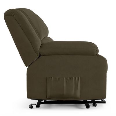 Poltrona Do Papai Reclinável Melim Elevação Lift Elétrico Veludo Capuccino Fh1 - D'rossi