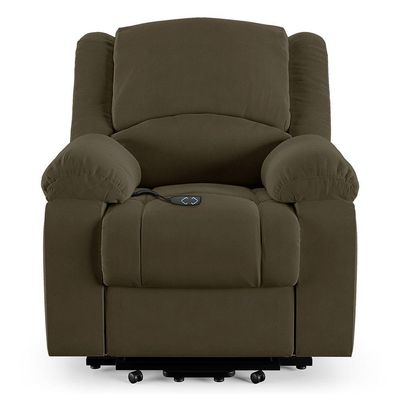 Poltrona Do Papai Reclinável Melim Elevação Lift Elétrico Veludo Capuccino Fh1 - D'rossi