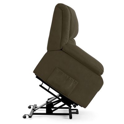 Poltrona Do Papai Reclinável Melim Elevação Lift Elétrico Veludo Capuccino Fh1 - D'rossi