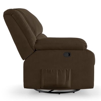 Poltrona Do Papai Reclinável Melim Glider Giratória Usb Veludo Marrom Fh1 - D'rossi
