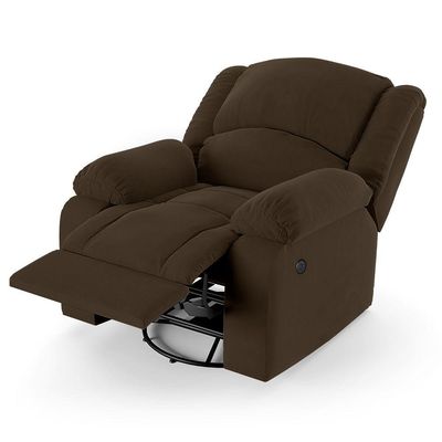 Poltrona Do Papai Reclinável Melim Glider Giratória Usb Veludo Marrom Fh1 - D'rossi
