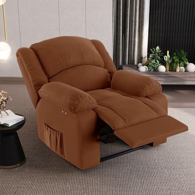 Poltrona Do Papai Reclinável Melim Power Touch Massagem Veludo Terracota Fh1 - D'rossi