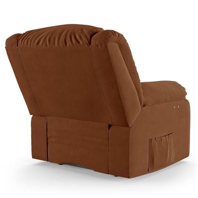 Poltrona Do Papai Reclinável Melim Power Touch Massagem Veludo Terracota Fh1 - D'rossi