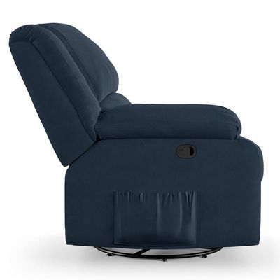Poltrona Do Papai Reclinável Melim Glider Giratória Veludo Azul Fh1 - D'rossi