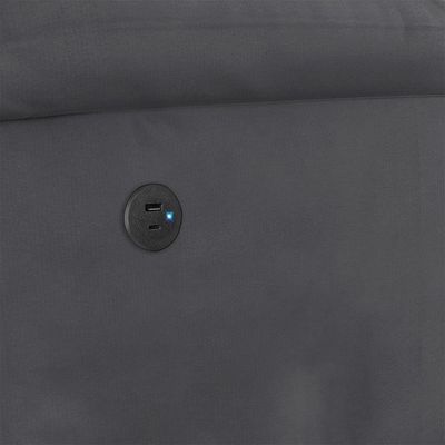 Poltrona Do Papai Reclinável Melim Glider Giratória Usb Veludo Cinza Fh1 - D'rossi