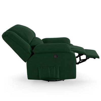 Poltrona Do Papai Reclinável Melim Glider Giratória Veludo Verde Fh1 - D'rossi