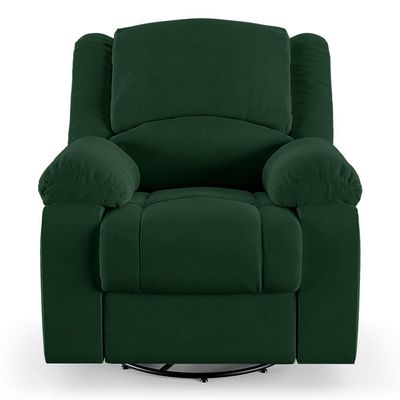 Poltrona Do Papai Reclinável Melim Glider Giratória Veludo Verde Fh1 - D'rossi