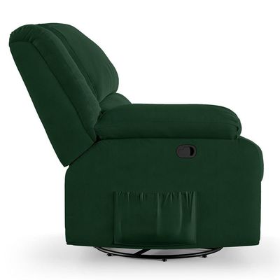 Poltrona Do Papai Reclinável Melim Glider Giratória Veludo Verde Fh1 - D'rossi