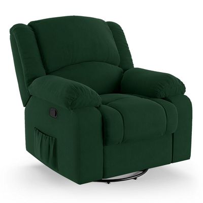 Poltrona Do Papai Reclinável Melim Glider Giratória Veludo Verde Fh1 - D'rossi