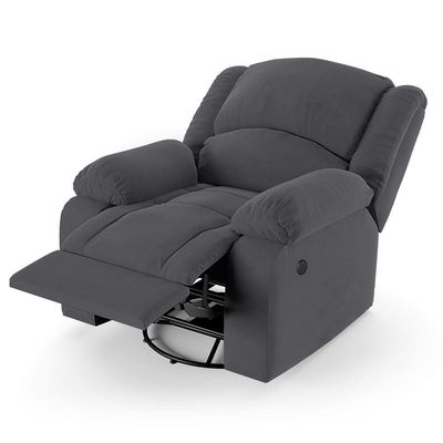 Poltrona Do Papai Reclinável Melim Glider Giratória Usb Veludo Cinza Fh1 - D'rossi