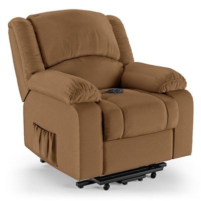 Poltrona Do Papai Reclinável Melim Elevação Lift Elétrico Pu Caramelo Fh1 - D'rossi