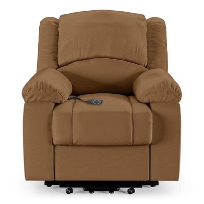 Poltrona Do Papai Reclinável Melim Elevação Lift Elétrico Pu Caramelo Fh1 - D'rossi