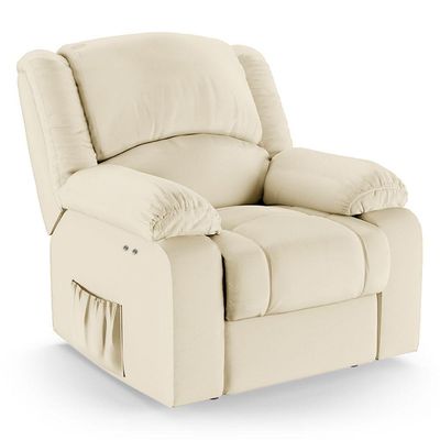 Poltrona Do Papai Reclinável Melim Power Touch Massagem Pu Bege Fh1 - D'rossi