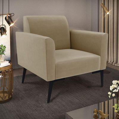 Poltrona Pés Villach Marisa Suede Marrom Rato D03 - D'rossi