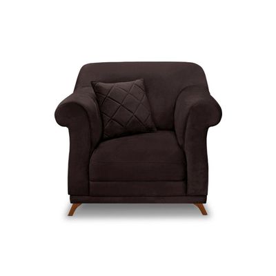 Poltrona Sala De Estar Pé De Madeira Julieta Suede S04 - D'rossi Cor Café