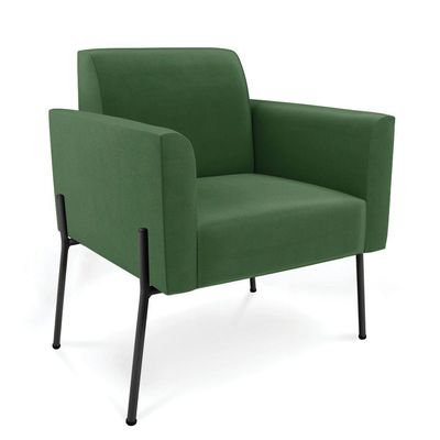 Poltrona Pé De Ferro Preto Para Sala Kit 2 Marisa Suede D03 - D'rossi Cor Verde