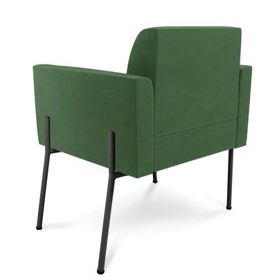 Poltrona Pé De Ferro Preto Para Sala Kit 2 Marisa Suede D03 - D'rossi Cor Verde