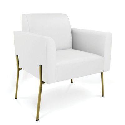 Poltrona Pé De Ferro Dourado Kit 2 Para Sala Marisa Corino Branco D03
