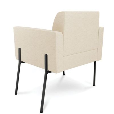 Poltrona Pé De Ferro Preto Kit 2 Decorativa Marisa Linho D03 - D'rossi Cor Bege