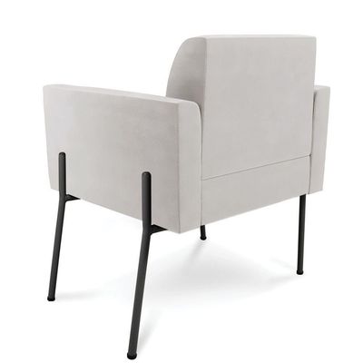 Poltrona Pé De Ferro Preto Para Sala Kit 2 Marisa Veludo Cinza D03 - D'rossi