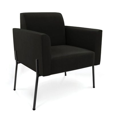 Poltrona Pé De Ferro Preto Para Sala Marisa Suede Preto D03 - D'rossi