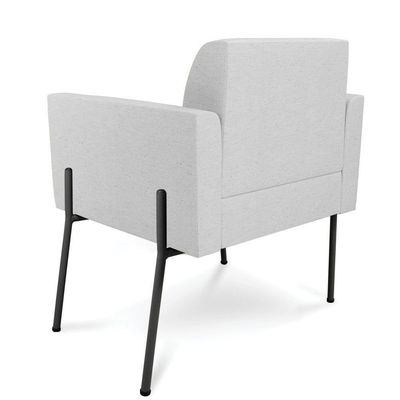 Poltrona Pé De Ferro Preto Kit 2 Decorativa Marisa Linho D03 - D'rossi Cor Cinza