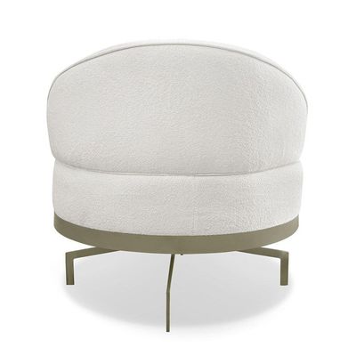 Poltrona Sala De Estar Base Giratória Dourada Aura Bouclê S04 - D'rossi Cor Off White