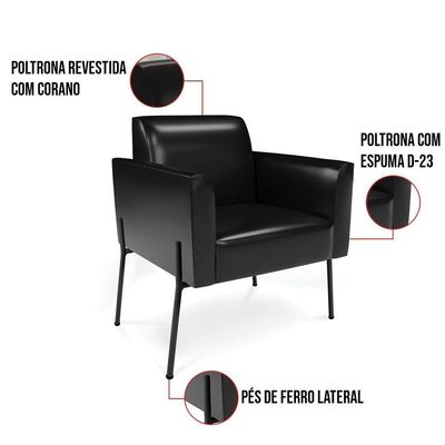 Poltrona Pé De Ferro Preto Para Sala Marisa Corano D03 - D'rossi Cor Preto