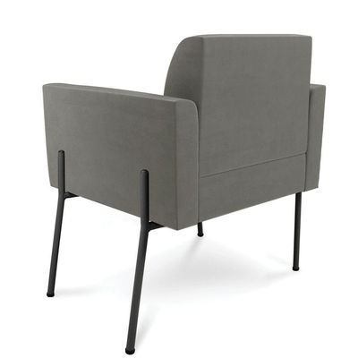 Poltrona Pé De Ferro Preto Para Sala Marisa Suede D03 - D'rossi Cor Grafite