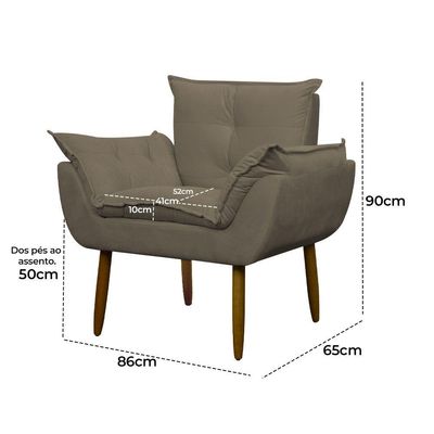 Kit 4 Poltronas Decorativa Sala E Quarto Opala Suede Herrero Cor:cappuccino