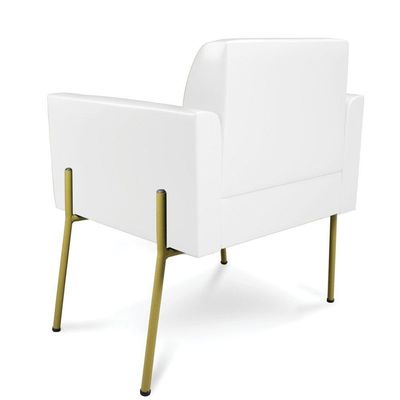 Poltrona Pé De Ferro Dourado Para Sala Marisa Corano D03 - D'rossi Cor Branco