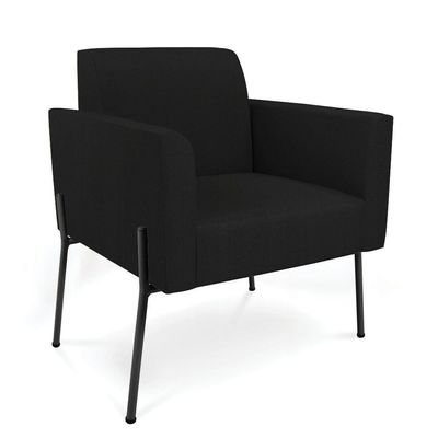 Poltrona Pé De Ferro Preto Kit 2 Decorativa Marisa Linho D03 - D'rossi Cor Preto