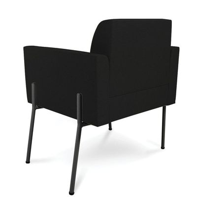 Poltrona Pé De Ferro Preto Kit 2 Decorativa Marisa Linho D03 - D'rossi Cor Preto