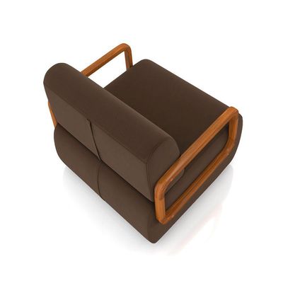 Poltrona Sala De Estar Braço De Madeira Kit 2 Hellen Veludo K01 - D'rossi Cor Marrom