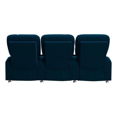 Poltrona Reclinável Para Cinema 3 Lugares Sora Veludo Azul Marinho Fh1 - D'rossi