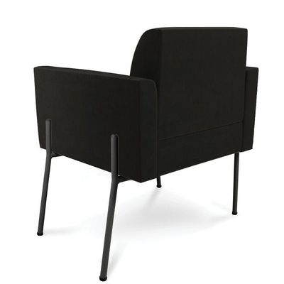 Poltrona Pé De Ferro Preto Para Sala Kit 2 Marisa Suede Preto D03 - D'rossi