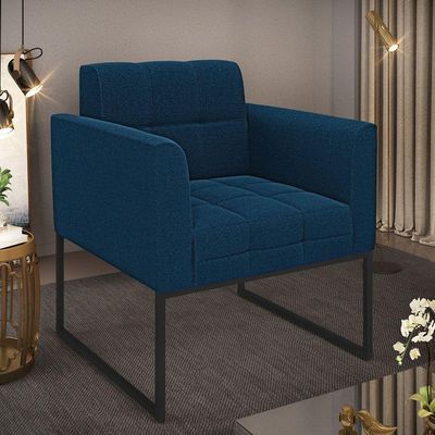 Poltrona Sala De Estar Industrial Preto Elisa Bouclê D03 - D'rossi Cor Azul