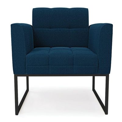 Poltrona Sala De Estar Industrial Preto Elisa Bouclê D03 - D'rossi Cor Azul