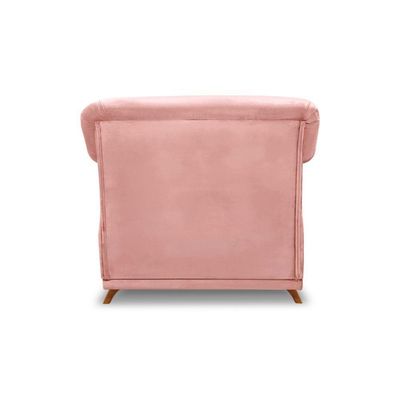 Poltrona Sala De Estar Pé De Madeira Julieta Veludo Rosa S04 - D'rossi