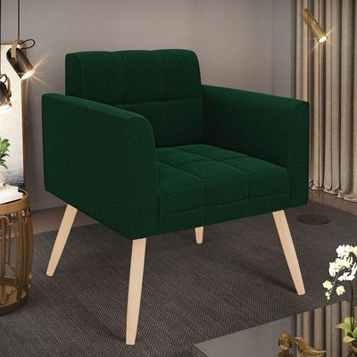 Poltrona Sala De Estar Pé Palito Natural Elisa Bouclê Verde D03 - D'rossi